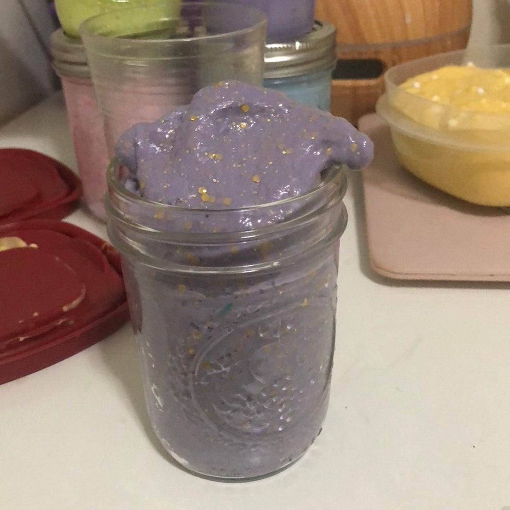 Purple slime with gold glitter